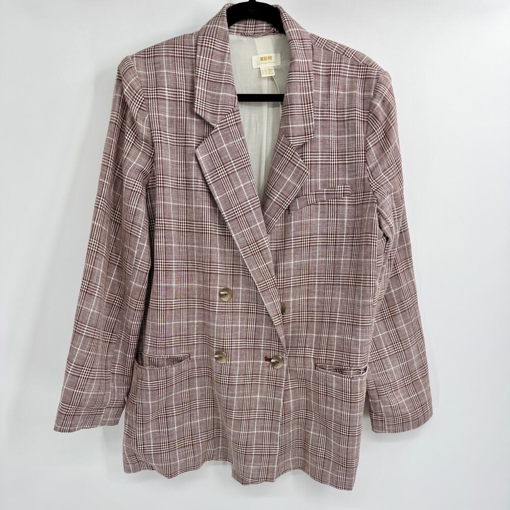 Maeve Plaid Double-Breasted Blazer Jacket